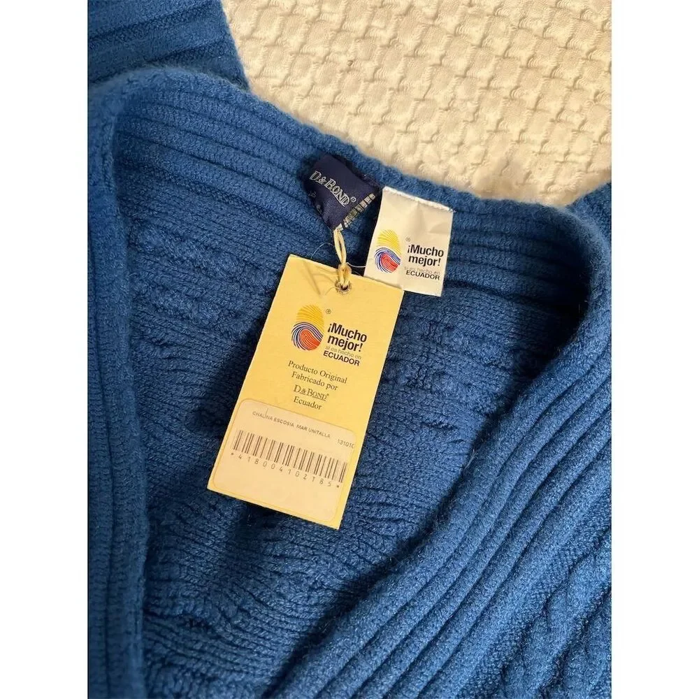 D&Bond Unisex Blue Knit Cardigan Sweater poncho One Size Casual NWT
